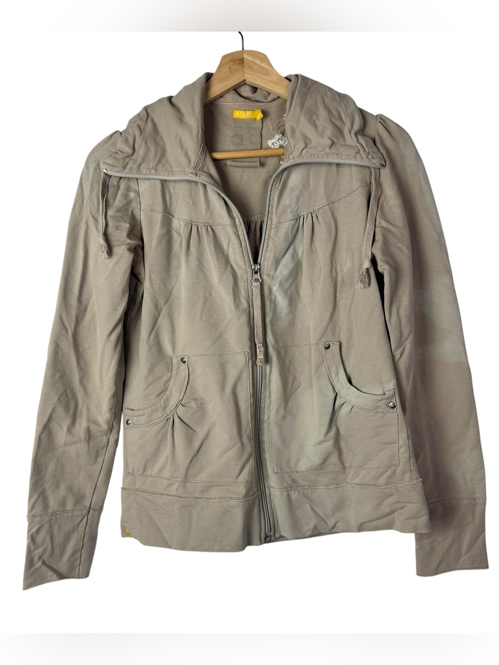 Lole Light Khaki Brown Full Zip Y2K Athletic Jacket S